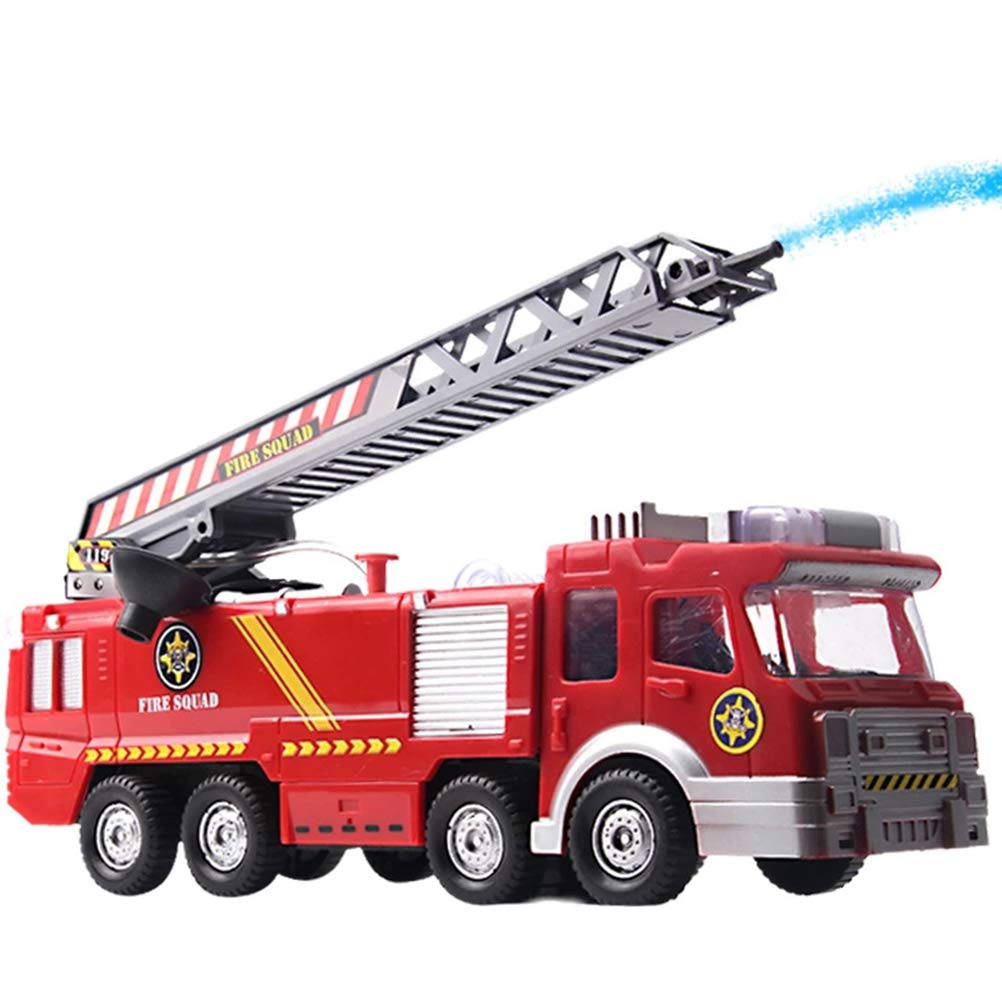 Water Spray Fire Truck Educational Toy Non- Sound and Light Simulation Electric Fire Engine Interactive Learning Vehicle for Kids Safe and Fun Playtime Experience (A)