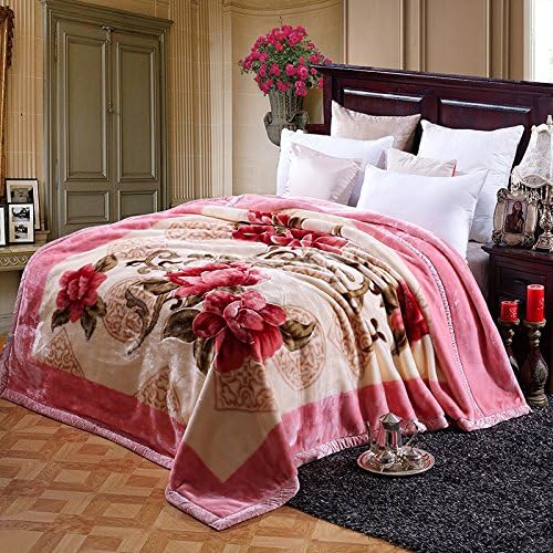 BDUK Raschel Blanket thickened the spring and autumn single double coral blanket double winter quilt blankets students has been the consolidation of the Paridelles ,180x220cm, red powder