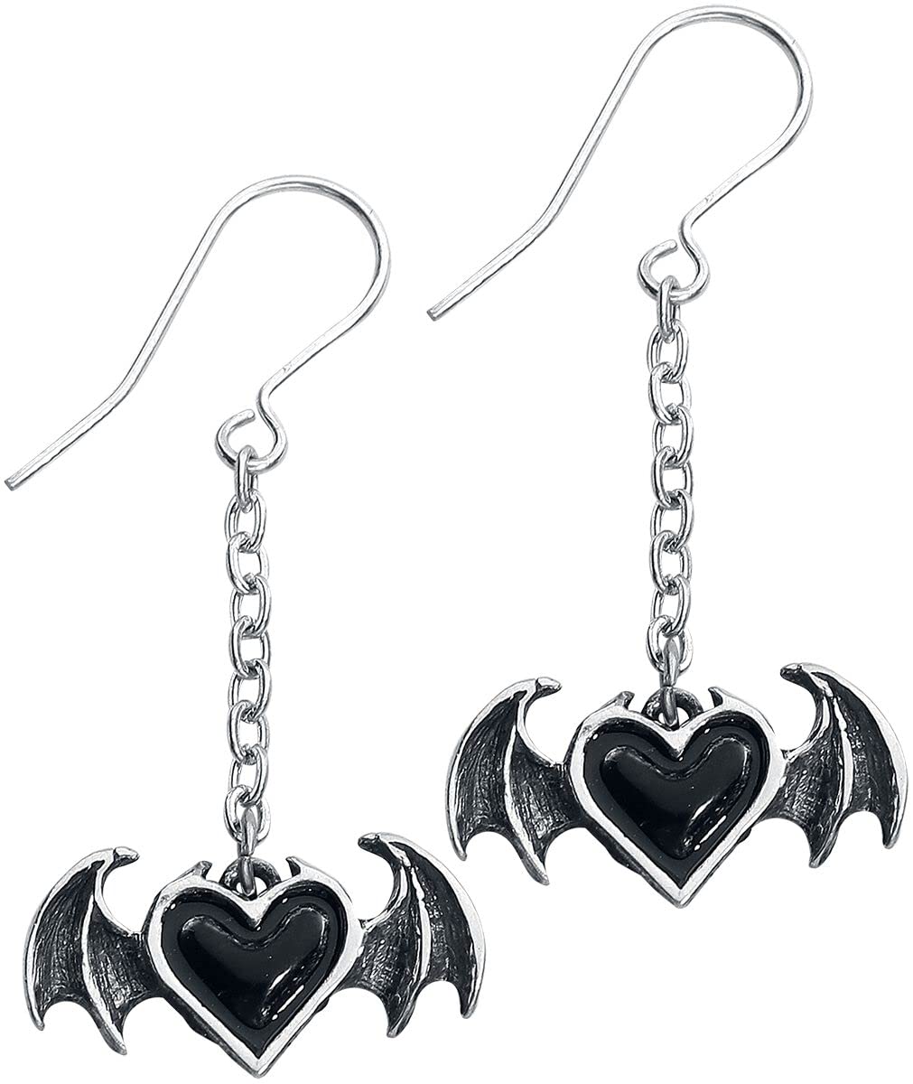 Alchemy England Blacksoul Earrings Dangle Dropper Heart Wing Gothic Jewellery