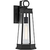 Savoy House 5-205-BK Payne Transitional Clear Beveled Glass Outdoor Wall Lantern, 1-Light 60 Watt, 19" H x 7" W, Matte Black