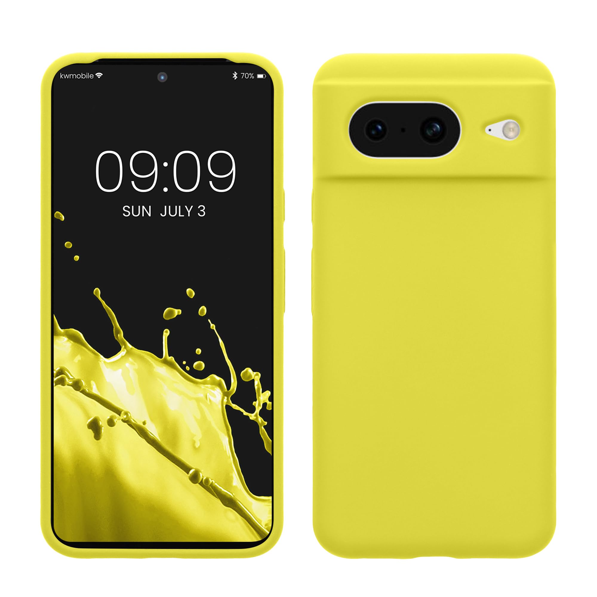 kwmobile Case Compatible with Google Pixel 8 Case - TPU Silicone Phone Cover with Soft Finish - Lemon Yellow