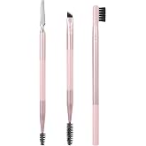 Real Techniques Brow Styling Set, Eyebrow Brush, 3-Piece Set | Fill and style brows fast with a brow brush set with spoolies, angled, dual-ended eyebrow tools