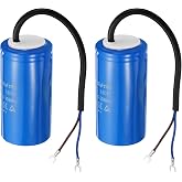 PATIKIL CD60 Run Capacitor, 2 Pack 300uF 250VAC 50/60Hz Motor Starting Capacitor with 2 Wires for Air Compressor Motor Starts Running