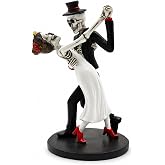HEBYJO Skeleton Couple Dancing Figurine, Resin Bride and Groom Skeleton Statue, Gothic Halloween Tabletop Decor, Day of the Dead Home Decoration