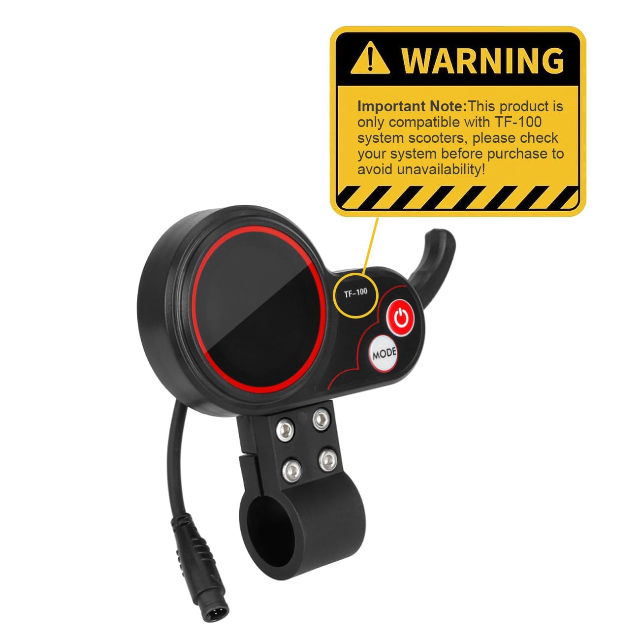 TF-100 6 PIN Electric Scooter Thumb Throttle Speedometer with LCD Display, 24V/36V/48V LCD Display Meter Finger Throttle, 2 in 1 Waterproof Plug for KUGOO M4/Pro Electric Scooter Parts (6 PIN)