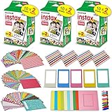 Xtech accessories Kit for Fujifilm Instax Mini 9/8 Camera includes: 3 x Fujifilm INSTAX Mini Film Pack (60 Sheets total), 60 Colorful Mini 9 Sticker Frames, Colorful plastic & paper frames + More