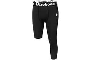Dizoboee Youth Boys Compression Pants One Leg 3/4 Athletic Leggings for Sports Kids Basketball Tights Football Baseball Pants