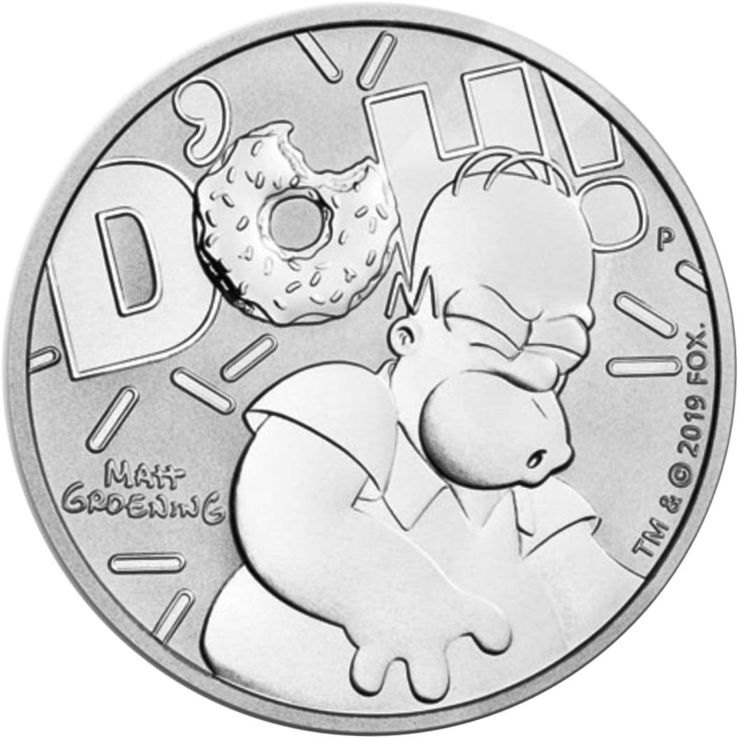 2019 Simpsons Silver Coin Homer Doh Original & Pure 999.9 Silver Coin in Capsule