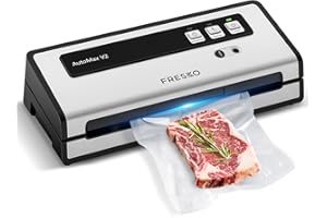 FRESKO Vacuum Sealer Machine with Automatic Bag Detection, Double Heat Seal, Compact Food Sealer, Easy to Use, Starter Kit