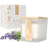 Aeviva Scented Candle, 7.04 oz Lavender Aromatherapy Candle, Natural Soy Wax with Wooden Wick, Candles for Home, 45 Hours Burn Time, Scented Jar Candle Gifts