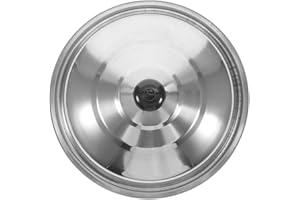 NULYLU 38cm Stainless Steel Universal Frying Pan Lid Thickened Dome Pot Cover for Kitchen Cooking