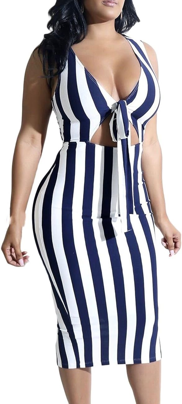 navy striped midi dress