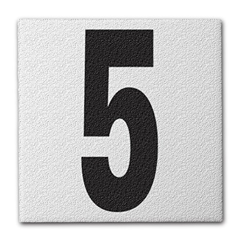 Ceramic Swimming Pool Deck Depth Marker " 5 " Abrasive Non-Slip Finish, 5 inch Font