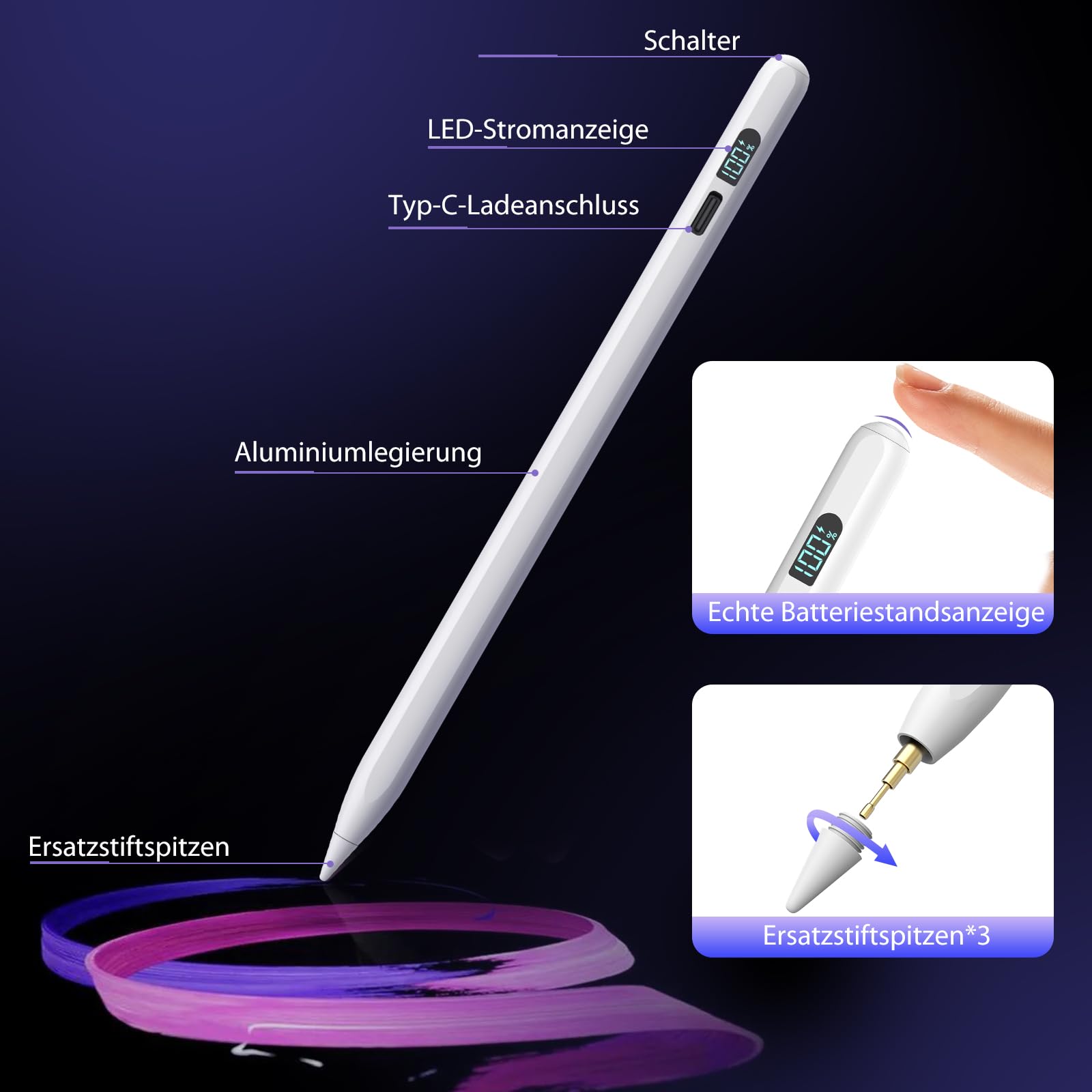 Mixoo Stylus Pen für iPad Apple2018-2026 ipad Stift 3X Schnelleres Laden/Arbeit11st. Handflächenablehnung/Neigungssensitivität,Kompatibel mit iPad11(A16)/10/9/8/7/6,Pro11/12.9/13'',Air3-5/Mini5/6/7 2
