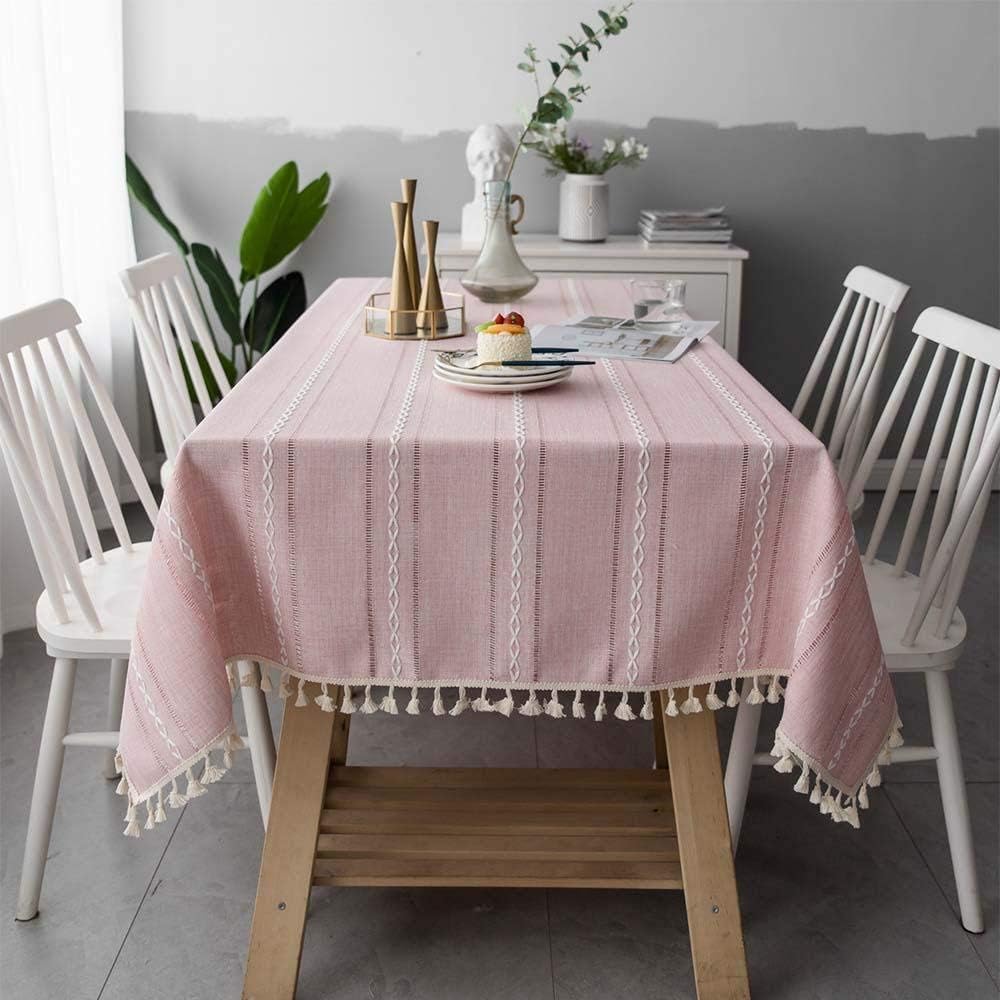 Qiongtmt Rectangle Tablecloth DustProof Washable Cotton Linen Wrinkle