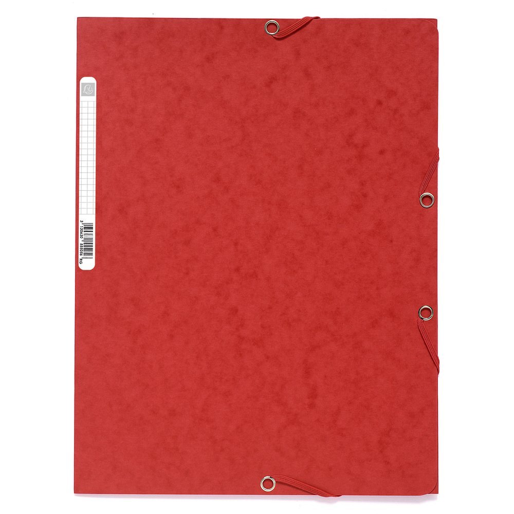 Exacompta - Ref 55505E - Europa Elasticated 3 Flap Folders (Pack of 25) - 24 x 32cm, Suitable for A4 Documents, 400gsm Genuine Premium Pressboard - Red