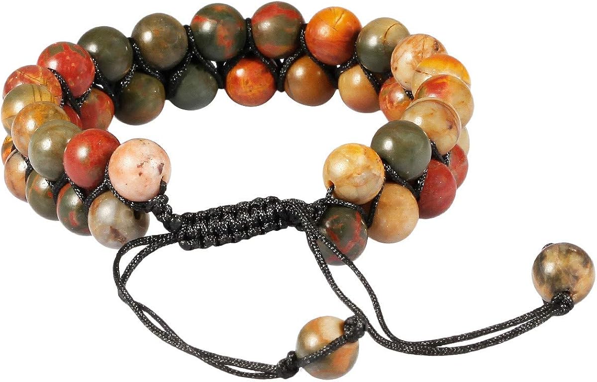 Nupuyai Picasso Jasper Chakra Healing Crystal Bracelet for Women Men Double Layer Adjustable Braided Beads Stone Bracelet for Reiki Yoga Meditation - Image 4