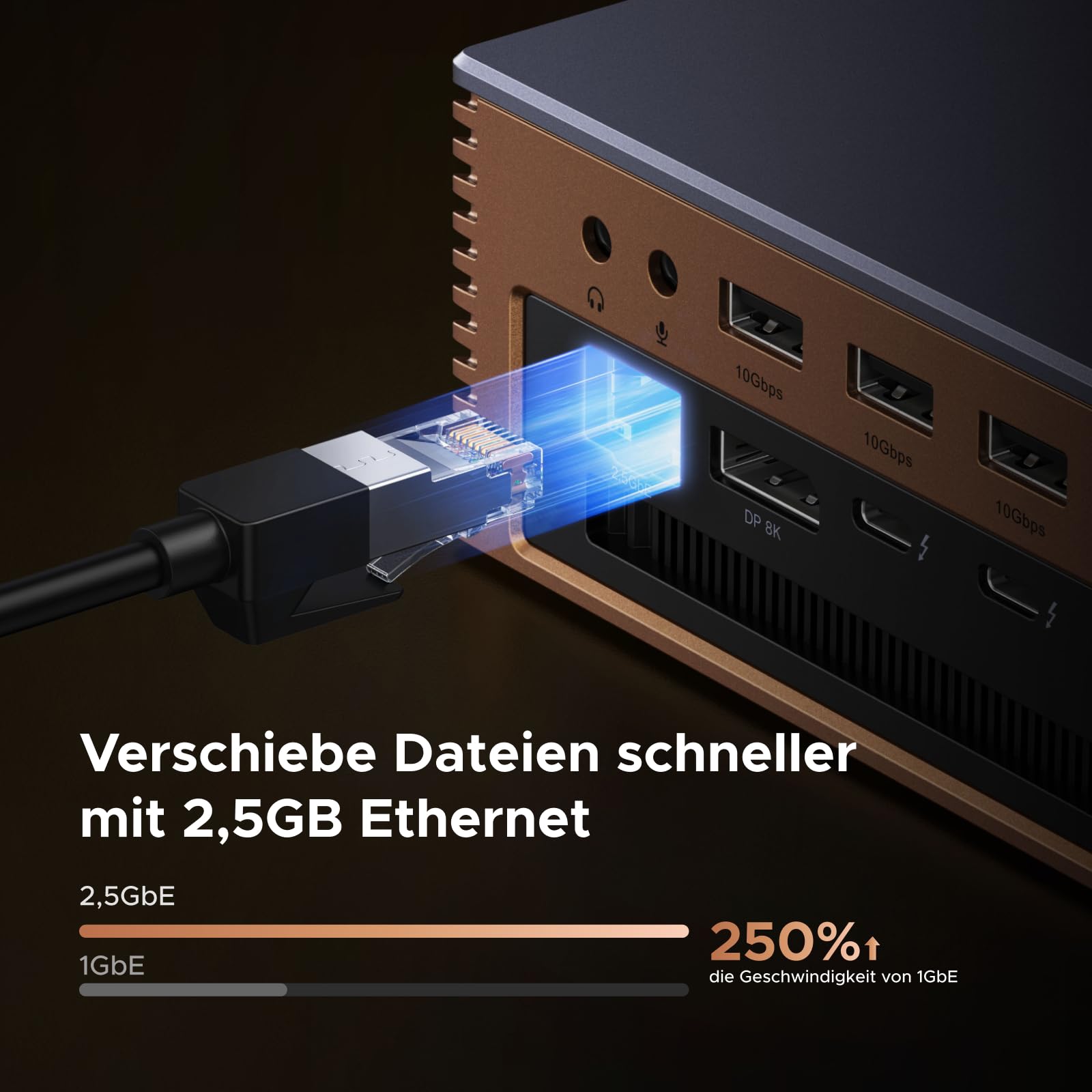 UGREEN Maxidok Thunderbolt 5 Docking Station, Revodok 17-in-1 TBT5 Dock, 120Gbps Datentransfer, 8TB M.2 NVMe SSD, Single 8K/Dual 6K@60Hz, 140W Aufladen, 2.5GbE, Kühlsystem für TBT5/4-Laptops 8