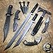 10 Pieces Black Tactical Knife Set Includes Axe, Karambit, Huntsmen Bowie, Spring Assisted Knife, 3 Piece Throwing Knife Set, Twin Ninja Swords, Hunter Bowie