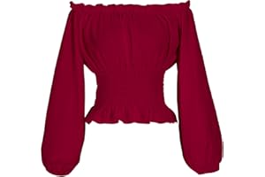Oiefeen Womens Renaissance Peasant Blouse Off Shoulder Long Sleeve Tops