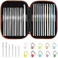 Multi-Color Metallic Crochet Hooks Set, Tomorotec Art Aluminum Knitting Needles for Yarn Craft Set with Sylish Storage Bag, S