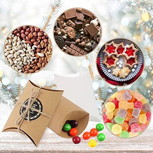 VGOODALL Adventskalender zum befüllen, 24 Adventskalender Kraftpapier Tüten mit 24 Zahlenaufklebern Weihnachts-Geschenktüten Kissenschachtel für Weihnachtsdeko zum DIY zum Basteln