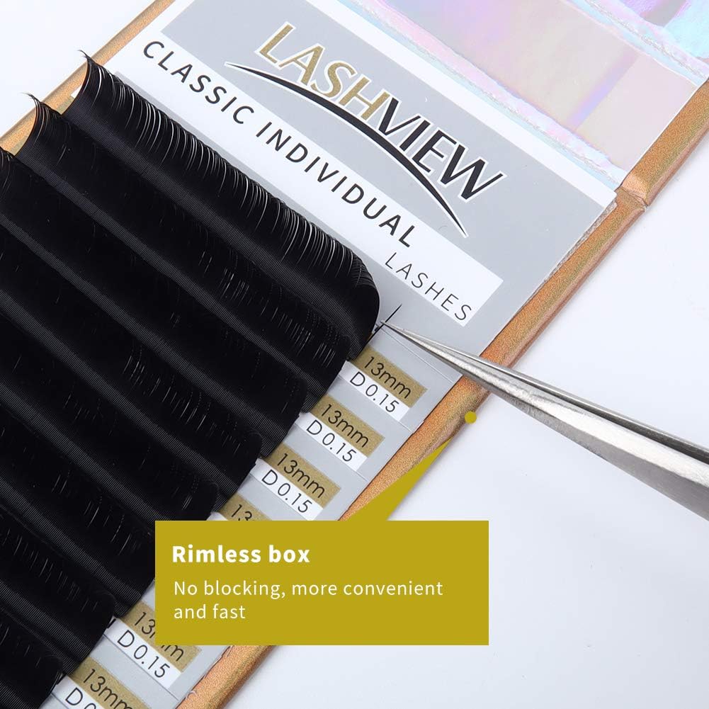 LASHVIEW Eyelash Extensions, Premium Single Classic C Curl, 0.15 Thickness, 8-15mm Mixed Tray, Natural Semi Permanent - Image 5