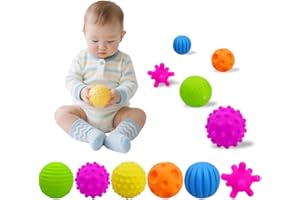 JoFAN 6 Pack Textured Sensory Balls Soft Montessori Toys for Baby Toddlers Christmas Stocking Stuffers Gifts
