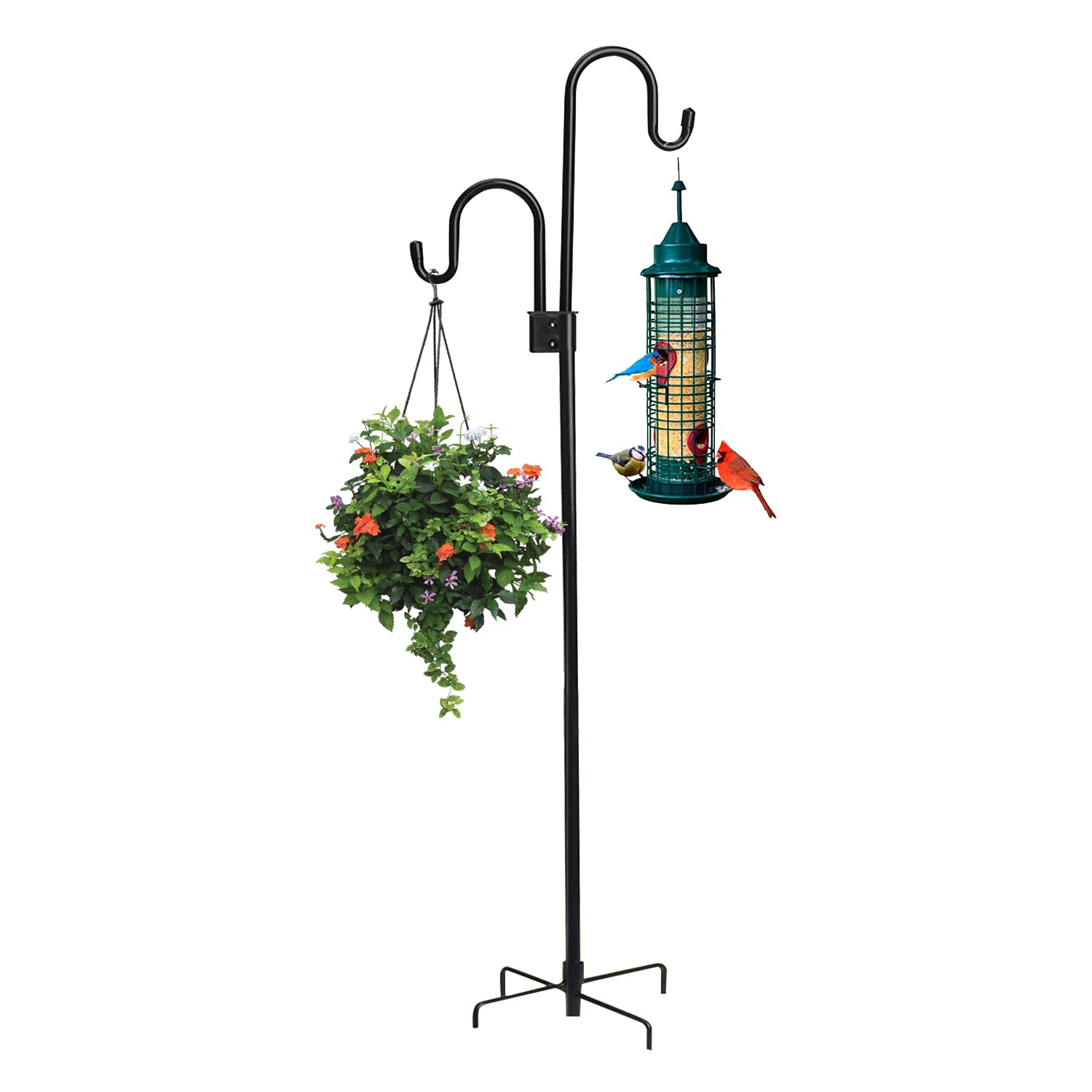 Photo 1 of Rexwnadu Shephard Hooks Outdoor 76 Inches for Lanterns Double Hooks Heavy Duty Shepherd Stand Plant Hanger Yard Hooks for Solar Lights,Bird Feeder Wedding Adjustable Height&Hooks Powder Coated
