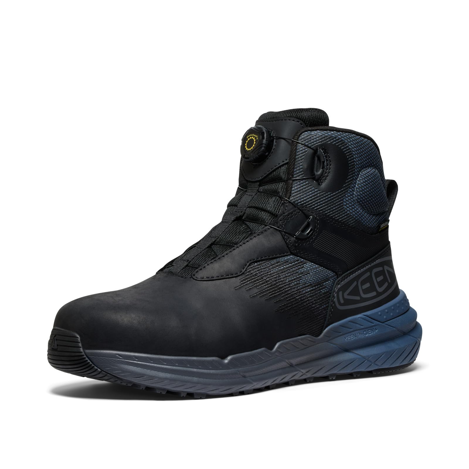 Photo 1 of KEEN Utility Men's Snapline 6” Composite Toe Waterproof Ratchet Lacing Secure Durable Work Boots, Vintage Indigo/Black, 7 D