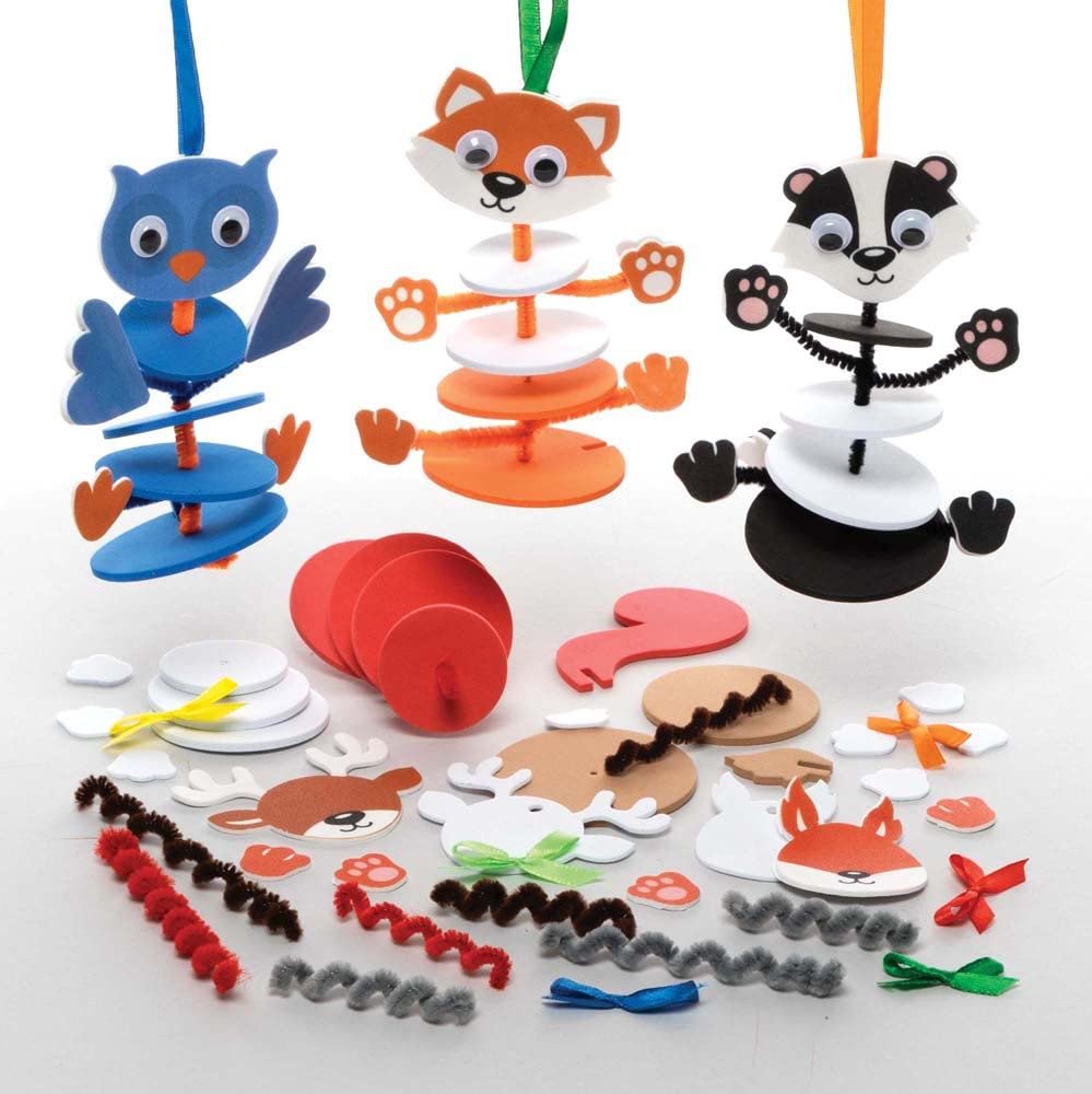 Baker Ross FE847 Woodland Animal Stacking Kits - Pack of 6, Foam Crafts for Kids to Assemble, Decorate and Display, Great as a Gift for Creative Children.