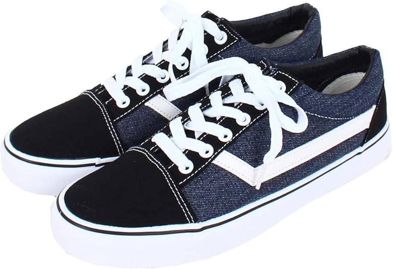 Amazon トップイズム ライン入り スニーカー メンズ キャンバス シューズ ローカット レースアップ 靴 Topism トップイズム スニーカー