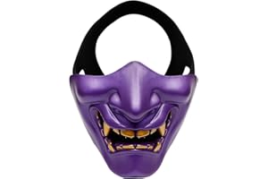 AOUTACC Airsoft Half Face Masks, Evil Demon Monster Kabuki Samurai Hannya Oni Half Face Protective Masks Masquerade Ball, Party, Halloween, Cs War Game