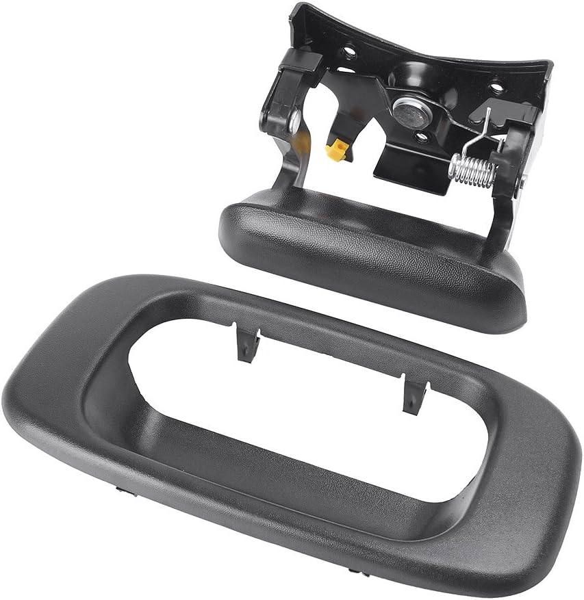 Slikeparts Car Tailgate Door Handle with Bezel Set Kit Compatible for Silverado 1999 2000 2001 2002 2003 2004 2005 2006 Pickup Textured Black