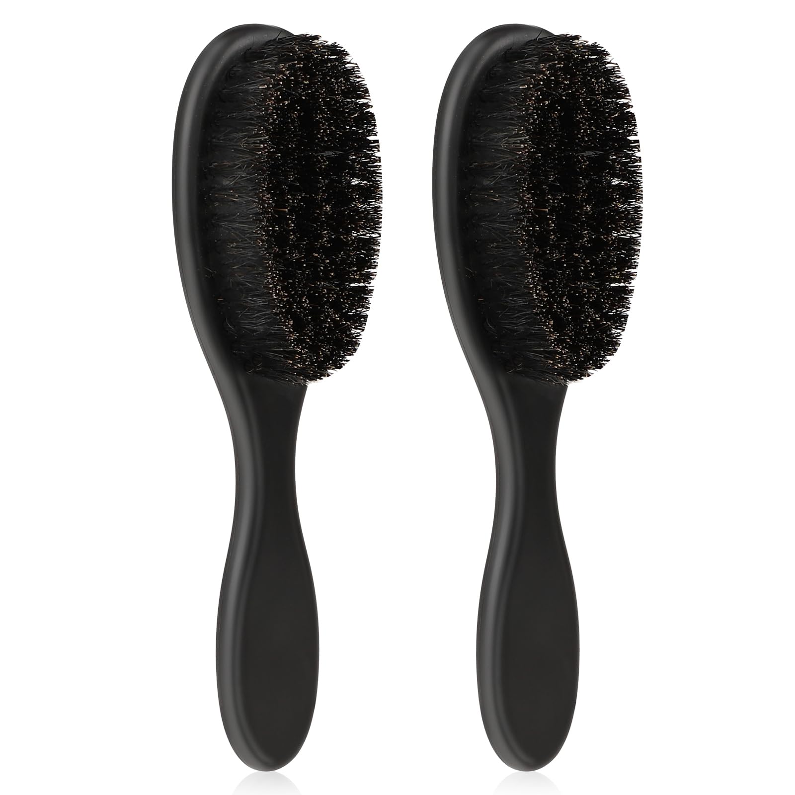 Photo 1 of Mozeat Lens Hair Brush, 2 PCS Natural Boar Bristle, ABS Handle Professional Barber Brush for Detangling, Smoothing, Restores Shine, Beard Brush for Men