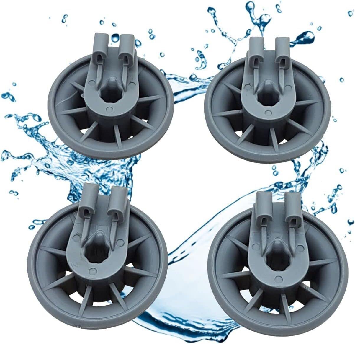 Set of 4 Basket Wheels with Roll Holder 611475 Suitable for Bosch Siemens Dishwasher