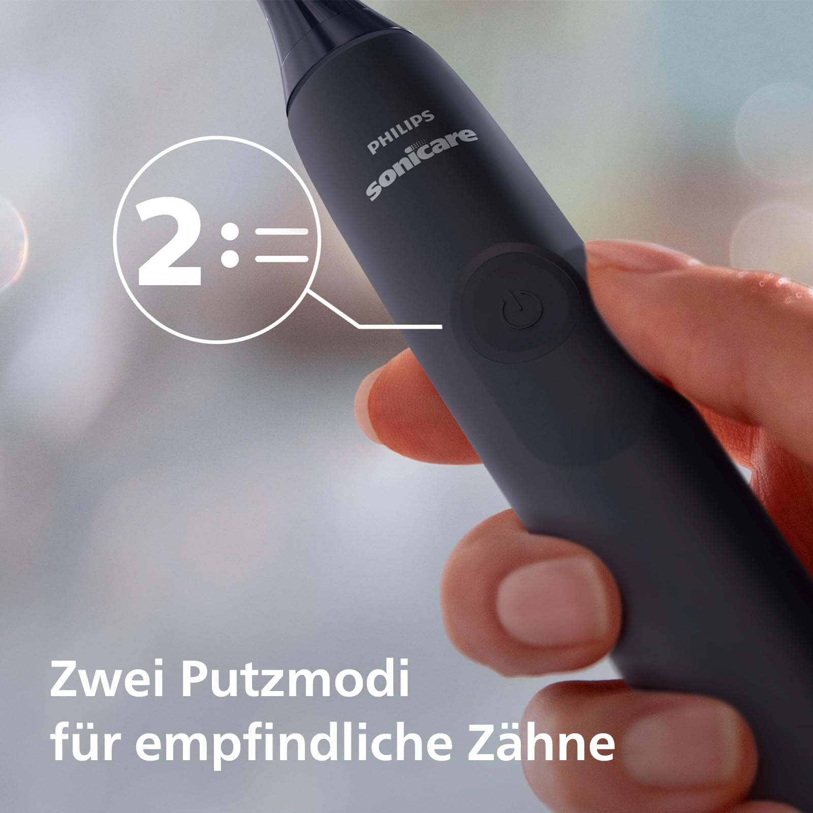 Philips Sonicare 4100 – elektrische Sonicare Zahnbürste für Erwachsene mit 1 x Philips W2 Optimal White Bürstenkopf in Schwarz, schlankem Reiseetui und USB-Ladegerät (Modell HX3683/54) 6