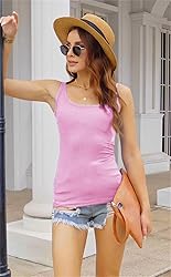 Deerludie & T Womens Scoop Neck Ribbed Tank Tops