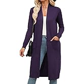 Zeagoo Women's Long Cardigan Sweaters Lightweight Sweater Long Sleeve Open Front Casual Knit Duster Cardigans with Pocket