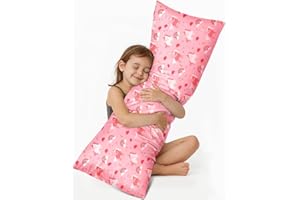 Miss Adola Kids Body Pillow Cover with Zipper - 20x54 Inch Long Silk Pillowcase for Kids Boys Girls Teens Soft Decorative Bed Large Cute Cartoon Body Pillow Sham for Hair and Skin, Rainbow Unicorn