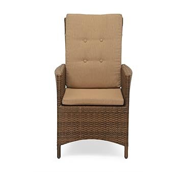 @home by Nilkamal Futura Cane Garden Chair with Manual Recliner (Brown)