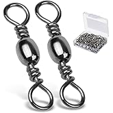 AMYSPORTS High Strength Fishing Swivels Barrel Solid Ring Barrel Fishing Swivel Rolling Fishing Tackle Line Connector Saltwater Freshwater Stainless Steel Accessories