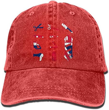 American Flag Barber Tools Vintage Unisex Cowboy Hat Denim Baseball Cap Adjustable Washed Cotton