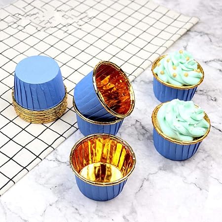50pcs Gateau Curling Tasse Four De Papier D Aluminium Avec Cupcake Muffin Dessert Papier Tasse Diy Accessoires De Cuisson Tasse 50pcs Amazon Fr Cuisine Maison