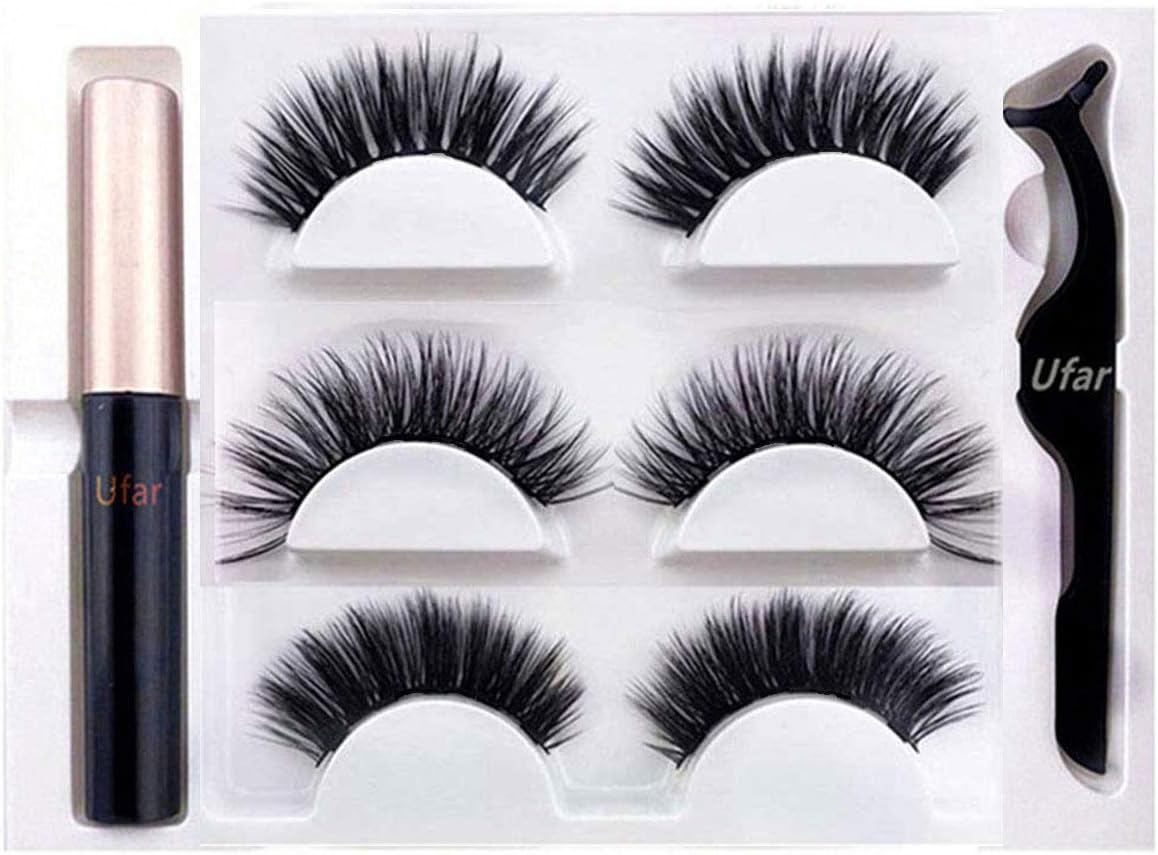 Magnetic Eyeliner and Lashes Kit, [2019 NEW INVENTION] 3 Styles Magnetic Eyelashes with Waterproof Long-lasting Magnetic Liquid Eyeliner, Non-toxic, 4 Magnet, Reusable, GLUE FREE, Cruelty Free