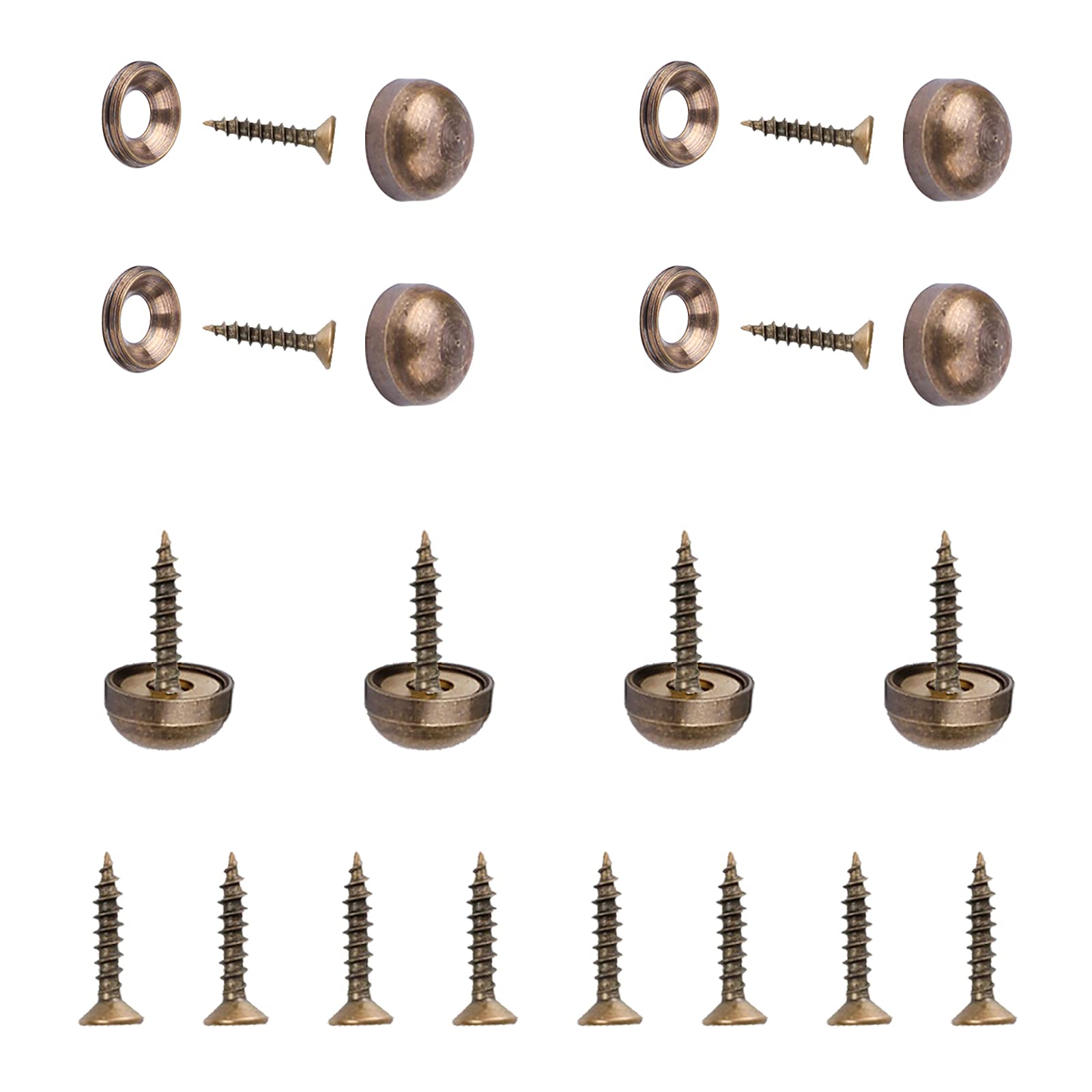 INCREWAY Decorative Brass Mirror Screws - 8pcs with Dome and Washers (9mm) — image 1