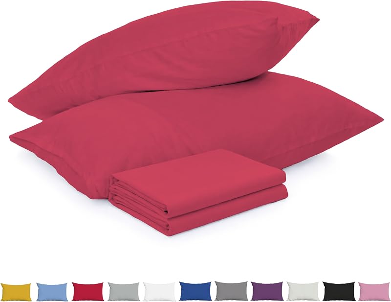 DN Collection Pillow Cases 2 Pack 50x75cm Red Microfiber OEKO-TEX