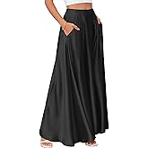 MAKABO Maxi Satin Skirts for Womens High Waisted Flowy Long A line Skirt Trendy for Office Holiday Party