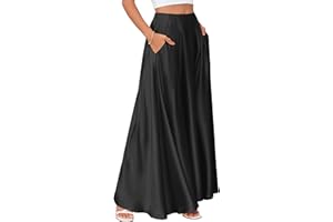 MAKABO Maxi Satin Skirts for Womens High Waisted Flowy Long A line Skirt Trendy for Office Holiday Party