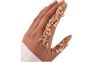 Yalice Charm Leaf Full Finger Ring Bracelets Dainty Knuckle Open Ring Harness Hand Chains Adjustable Statement Rings Jewelry for Women Gift